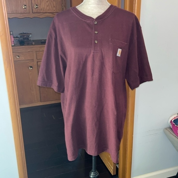 Carhartt Men's Loose Fit Heavyweight Short-Sleeve Pocket Henley T-Shirt Large - Picture 2 of 9